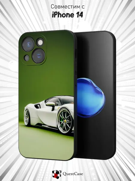 QuestCase Чехол на Apple iPhone 14 с принтом Порше