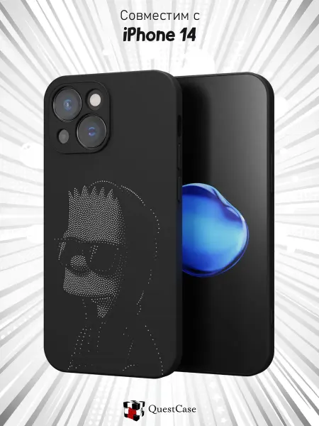 QuestCase Чехол на Apple iPhone 14 с принтом Симпсоны