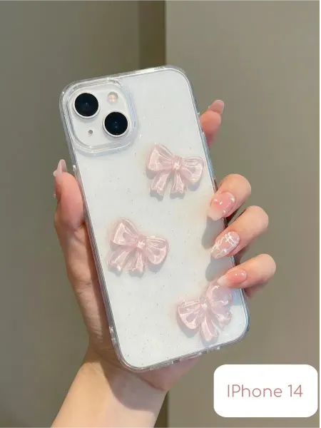 Popkins Чехол на iPhone 14 с бантиками coquette