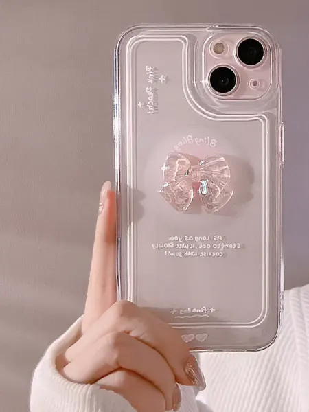 Smart Cover Чехол на iphone 14 с бантиком прозрачный