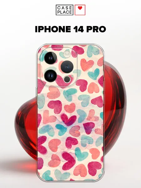 ESQI Чехол на iPhone 14 Pro с сердечками
