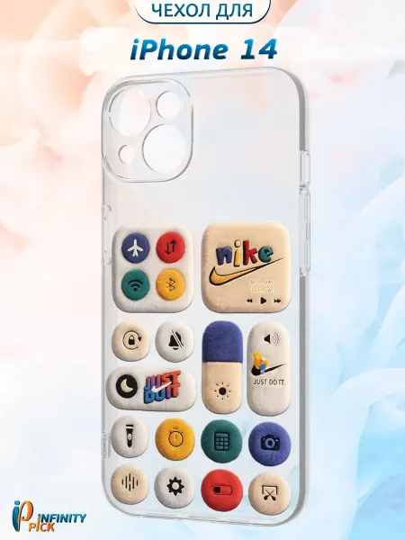 Infinity pick Чехол на iPhone 14 с принтом Плюшевые кнопки