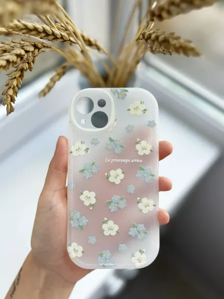 Let me out Чехол на iphone 14 с принтом силиконовый защитный с цветами