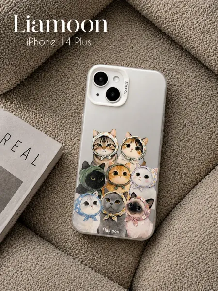 Liamoon Чехол на iPhone 14 Plus с принтом Котики