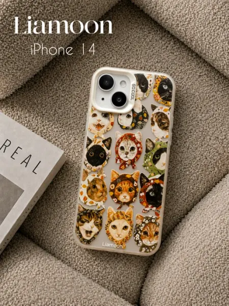 Liamoon Чехол на iPhone 14 с принтом Котики