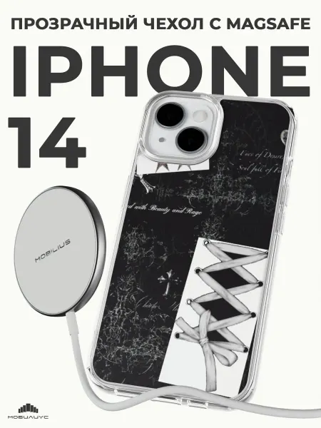 Мобилиус Чехол с MagSafe на iPhone 14 с принтом Гранж