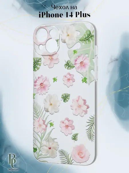 Be Unique Чехол на iPhone 14 Plus с принтом Цветы