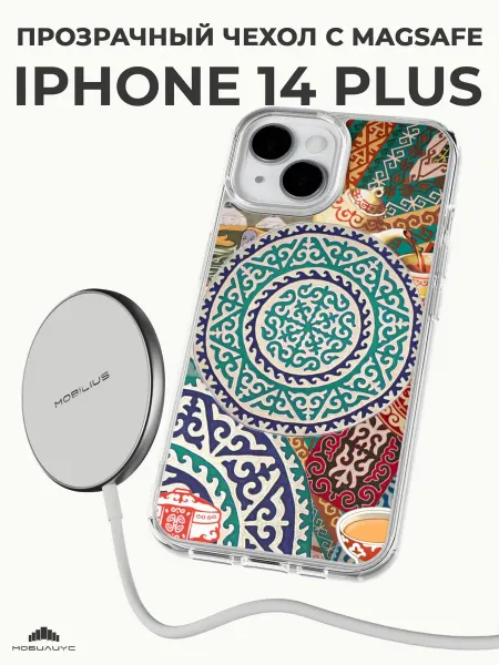 Мобилиус Чехол-бампер на iPhone 14 Plus с принтом Узор