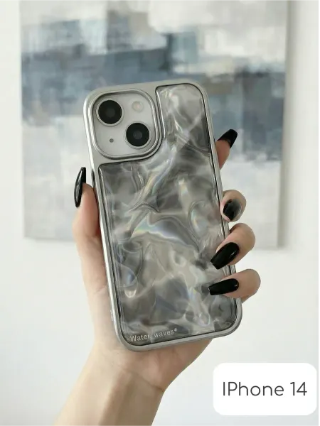 Popkins Чехол на iPhone 14 серебристый хамелеон