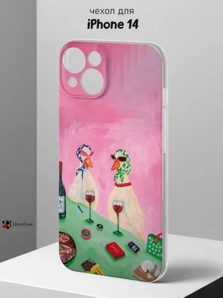 QuestCase Чехол на iPhone 14 с принтом Гуси