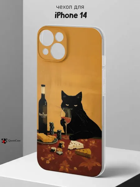 QuestCase Чехол на iPhone 14 с принтом Кошка