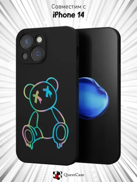 QuestCase Чехол на iPhone 14 с принтом Мишка