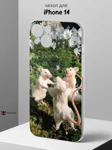 QuestCase Чехол на iPhone 14 с принтом Мышата