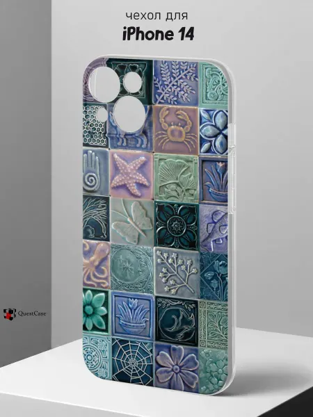 QuestCase Чехол на iPhone 14 с принтом Плитка
