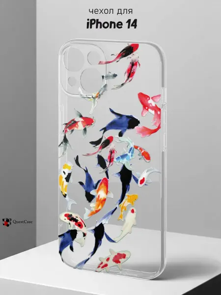 QuestCase Чехол на iPhone 14 с принтом Рыбы