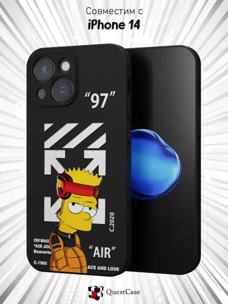 QuestCase Чехол на iPhone 14 с принтом Симпсоны