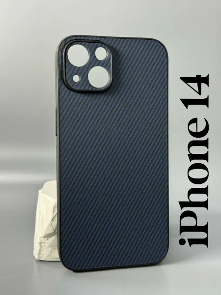 Чехол на iPhone 14, карбон синий