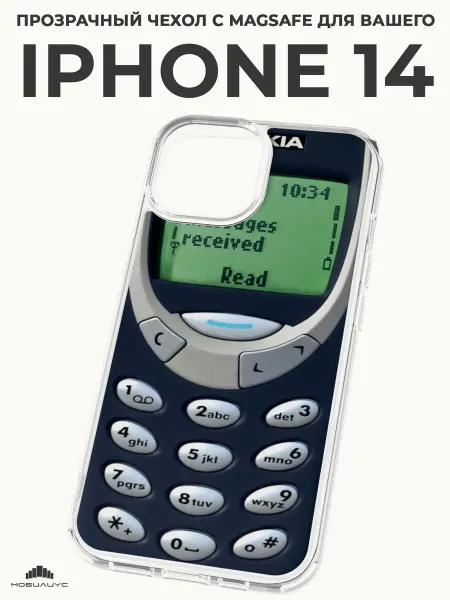 Мобилиус Чехол-бампер на iPhone 14 с принтом Нокиа