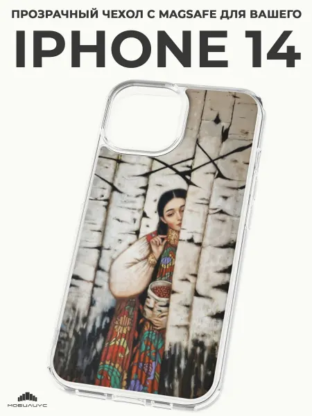 Мобилиус Чехол-бампер на iPhone 14 с принтом Русский стиль