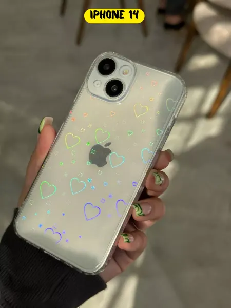 Чехлы с сердечками Чехол на iPhone 14 прозрачный с сердечками силиконовый