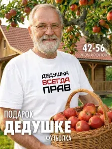Футболка Дедушка всегда прав подарок от внуков на юбилей