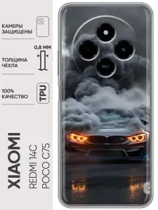 Чехол для Xiaomi Redmi 14C 4g, Poco C75 с принтом BMW БМВ (мужской) на Ксиоми Редми 14С 4g, Поко С75