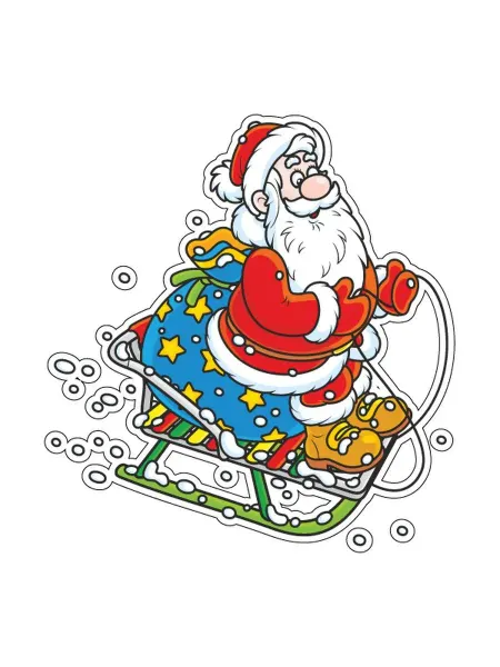 PrintShop Новогодняя наклейка Дед Мороз 14х15 см