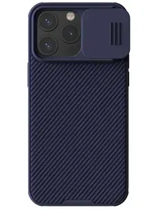 Чехол Nillkin CamShield Pro на Apple iPhone 15 Pro Max / Айфон 15 Про Макс матовый, рельефный, со шторкой для камеры, темно-фиолетовый