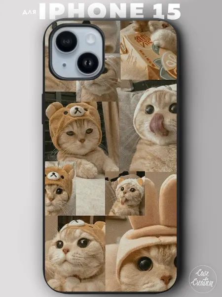 Casecreation Чехол на iPhone 15 с принтом милые кошки
