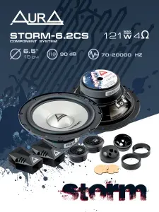 Колонки автомобильные компонентная акустика SQ AurA STORM-6.2CS V2 / 2 полосы, 16 см