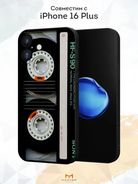 Мобилиус Чехол на Apple iPhone 16 Plus с принтом Кассета