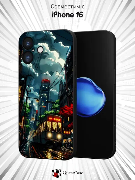 QuestCase Чехол на Apple IPhone 16 с принтом Ночной город