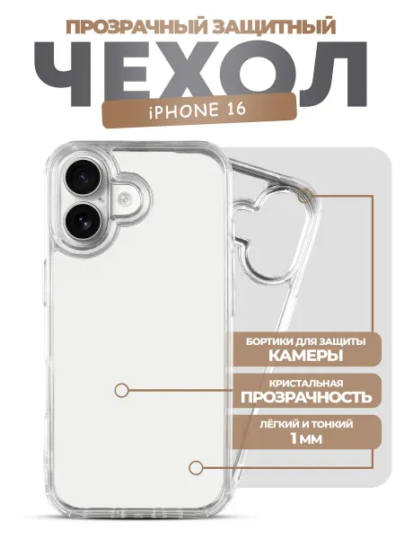 Premium mobile case Прозрачный чехол для Iphone 16 силиконовый