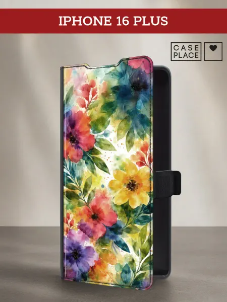 Case Place Чехол-книжка на iPhone 16 Plus яркий