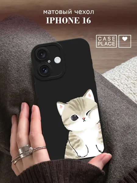 Case Place Чехол на iPhone 16 с защитой камеры с сердечками
