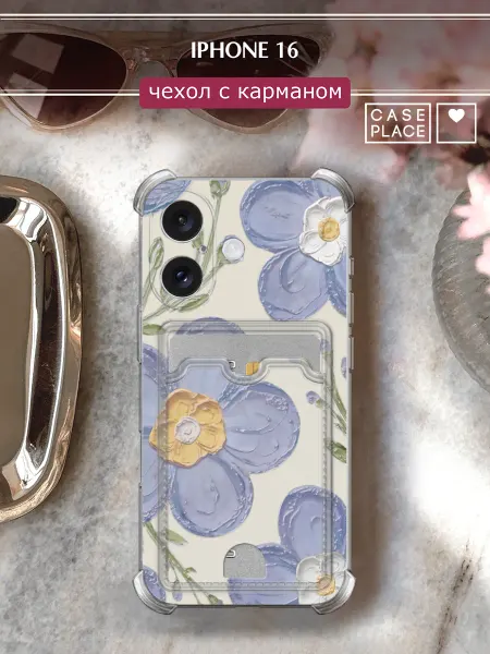 Case Place Чехол на iPhone 16 с картой с цветочками