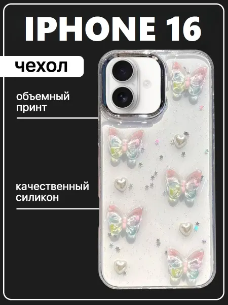 Sweet case Чехол на iphone 16 с объемным принтом силиконовый