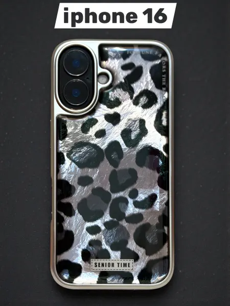 ND CASE чехол на iPhone 16 с принтом леопардовый противоударный