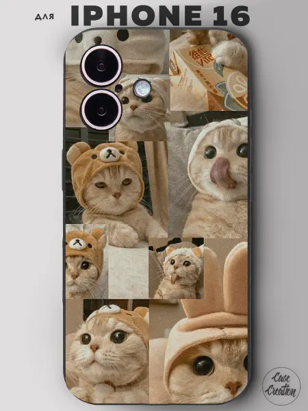 Casecreation Чехол на IPhone 16 с принтом милые котики