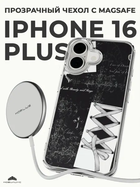 Мобилиус Чехол с MagSafe на iPhone 16 Plus с принтом Гранж