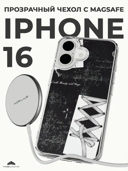 Мобилиус Чехол с MagSafe на iPhone 16 с принтом Гранж