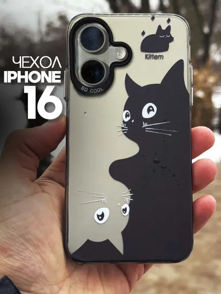 MGOO чехол на iPhone 16 милый котик