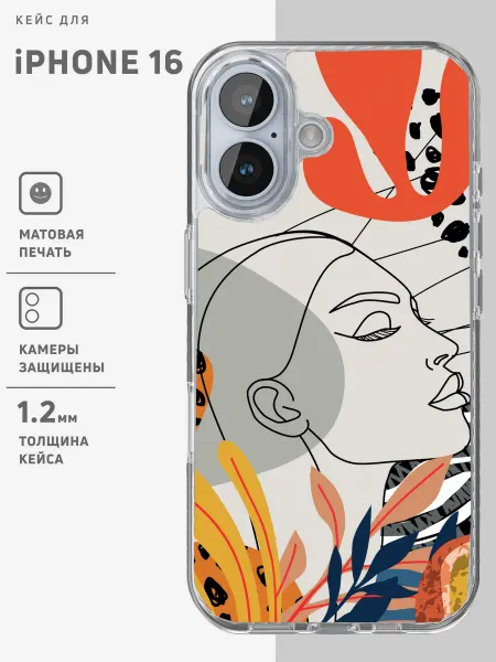 ONZO Прозрачный чехол на iPhone 16 с принтом