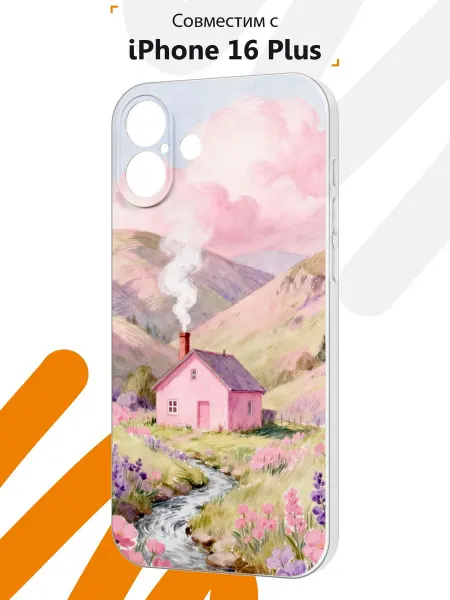 Мобилиус Чехол на iPhone 16 Plus с принтом Домик