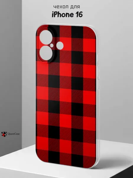 QuestCase Чехол на iPhone 16 с принтом Клетка