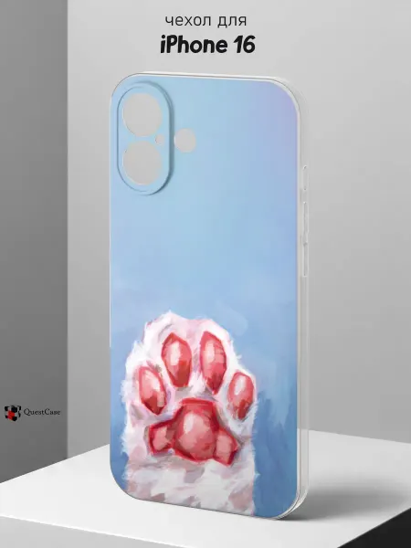 QuestCase Чехол на iPhone 16 с принтом Лапка