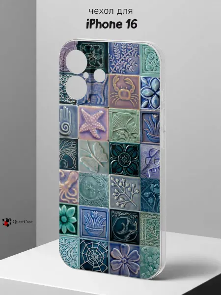 QuestCase Чехол на iPhone 16 с принтом Плитка