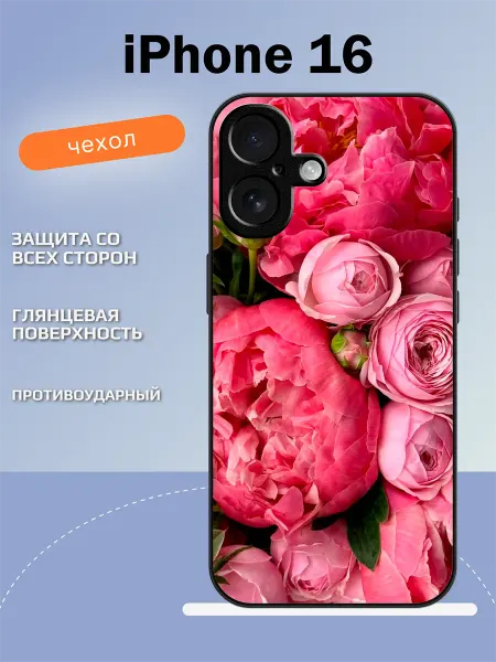 TipTopShop Чехол на iPhone 16 пионы