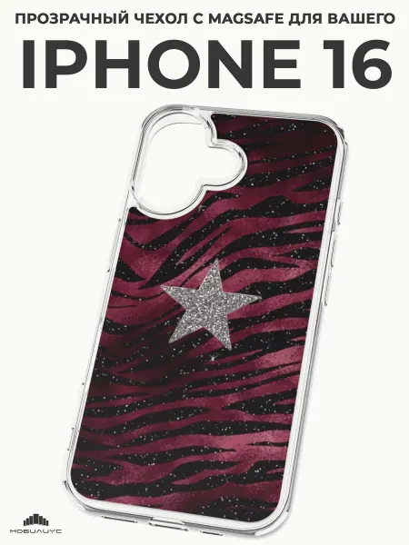 Мобилиус Чехол-бампер на iPhone 16 с принтом Блестки