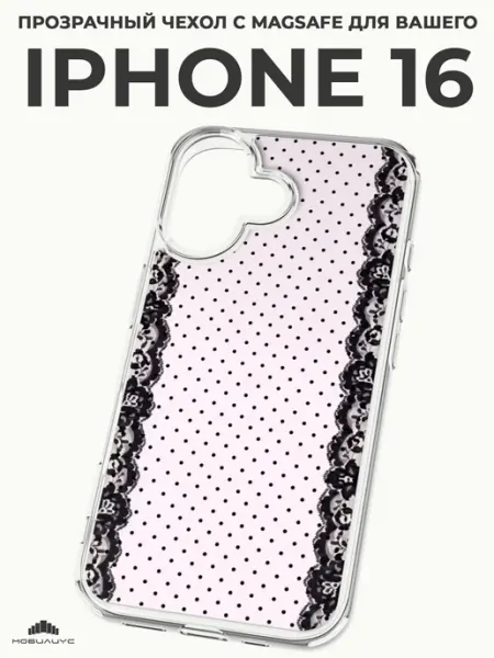 Мобилиус Чехол-бампер на iPhone 16 с принтом Горошек